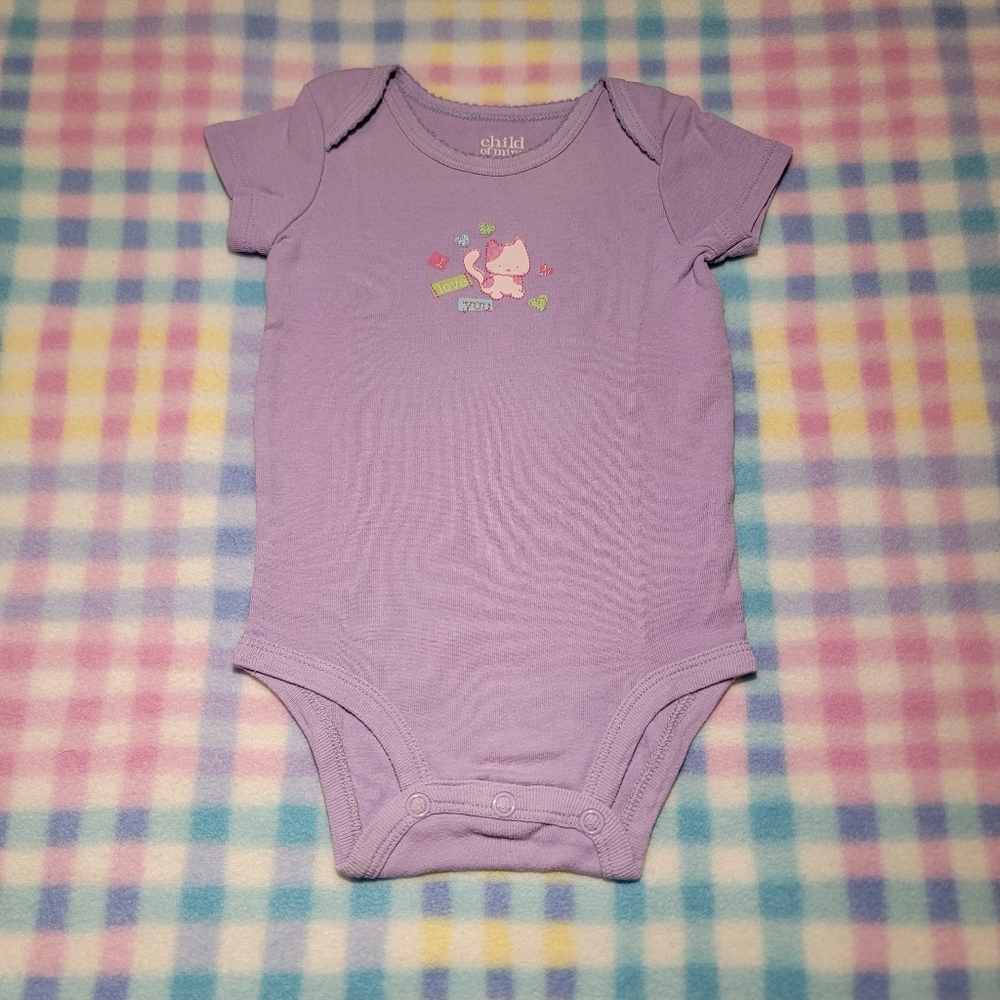 CARTER'S 💚 Perwinkle Embroidered "I LOVE YOU" w/Little Kitty Bodysuit Onesie NB